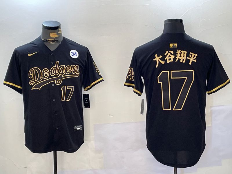 Men Los Angeles Dodgers 17 Ohtani Black Game 2024 Nike MLB Jersey style 10291